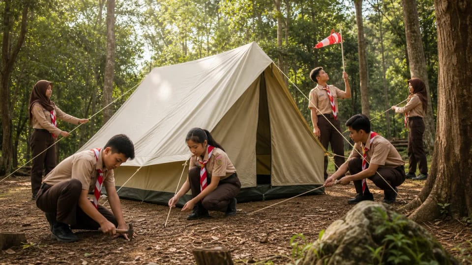 Cara Memasang Tenda Pramuka yang Aman, Rapi, dan Kokoh