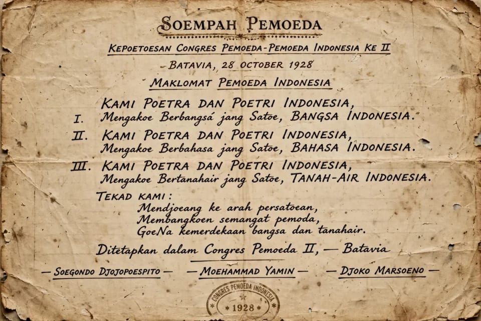 Teks Sumpah Pemuda: Naskah Asli 1928 dan Versi Ejaan Sekarang