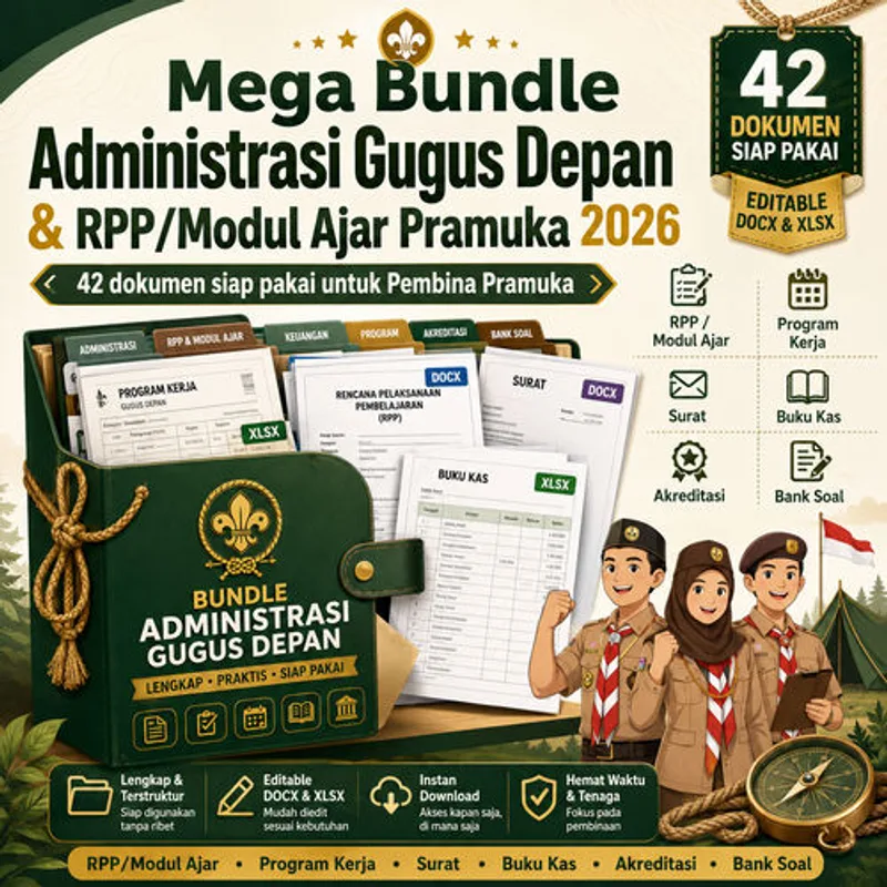 Mega Bundle Administrasi Gugus Depan & RPP/Modul Ajar Pramuka 2026