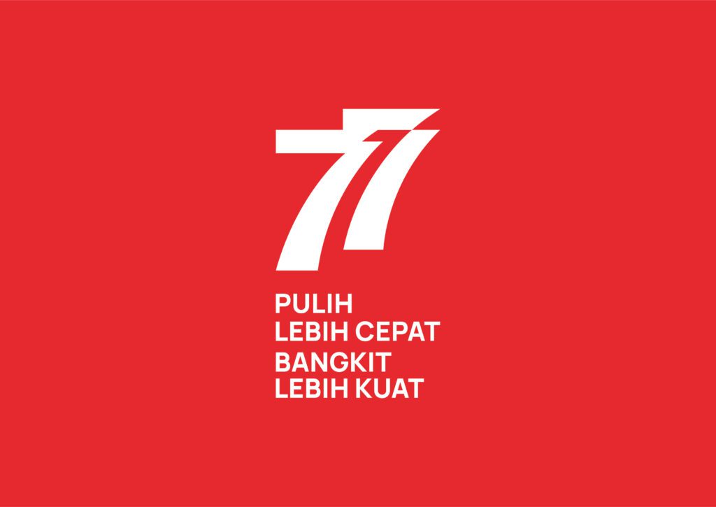 HUT RI 77 Logo Vertikal Putih Desain Pramuka